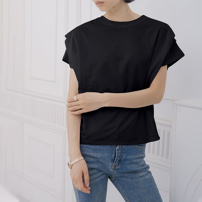 Women T shirt High Sense Summer Pure Cotton Solid Color Loose Casual Dolman Sleeve Short Sleeve