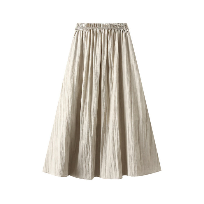 Pleated Skirt Skirt Spring Summer High Waist Retro Casual Drape Midi Skirt Women