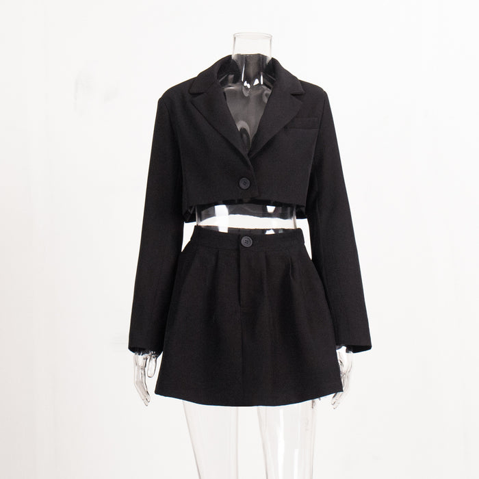 Suit Skirt Set Spring Shoulder Collared Small Suit Miniskirt Suit Suit