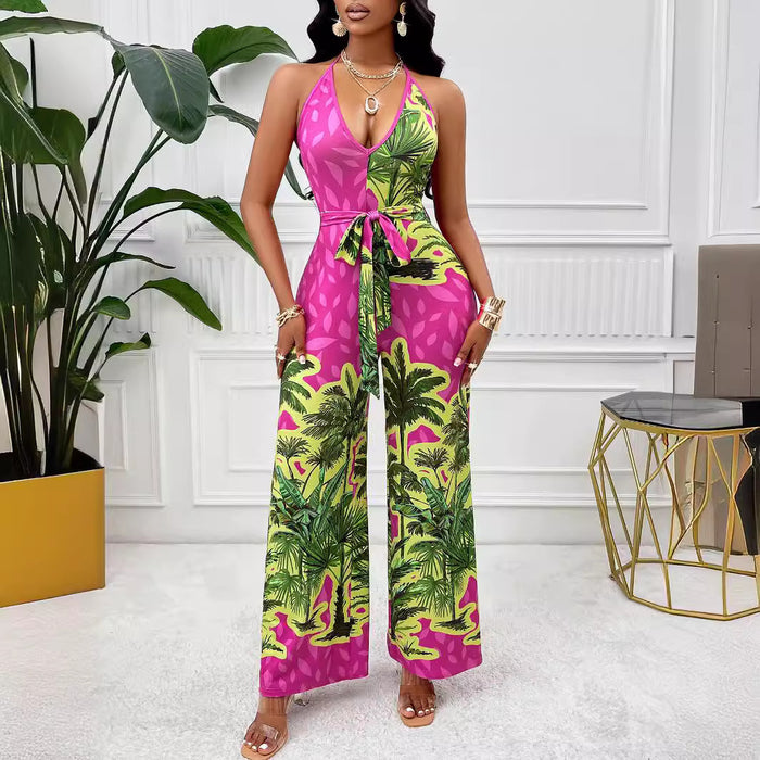 Women Clothing Summer Printing Sexy Suspenders Jumpsuit