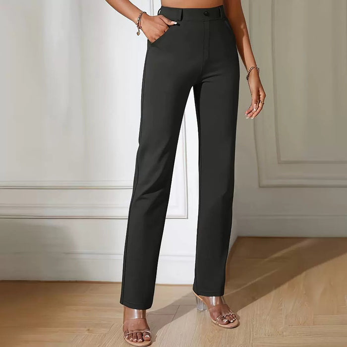 Popular Ankle Length Cigarette Pants Women High Waist Slimming Casual Office Straight