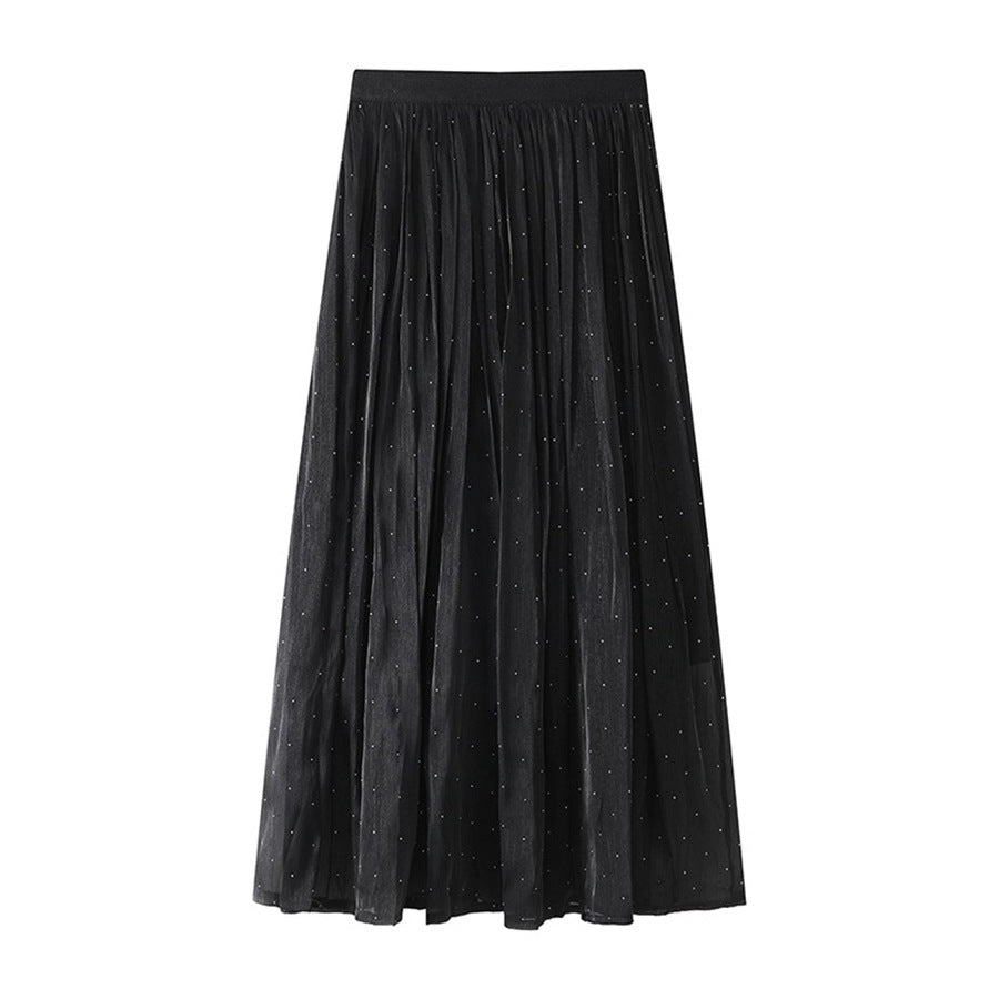 Gentle Streamer Skirt Women Pleated High Waist Drooping Slimming Large Hem Umbrella Skirt