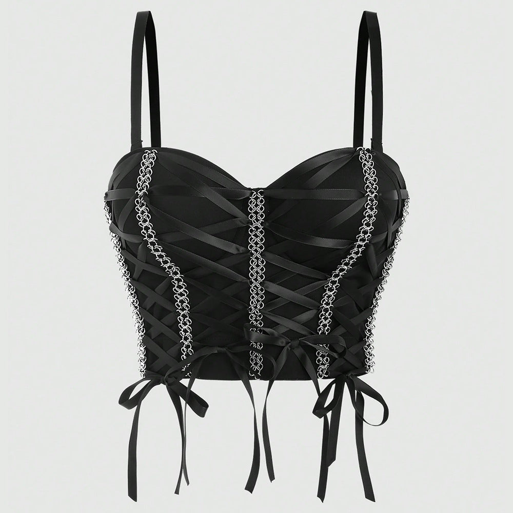 Sexy Rope Chain Boning Corset Bra French Outer Wear Temptation Inner Vest