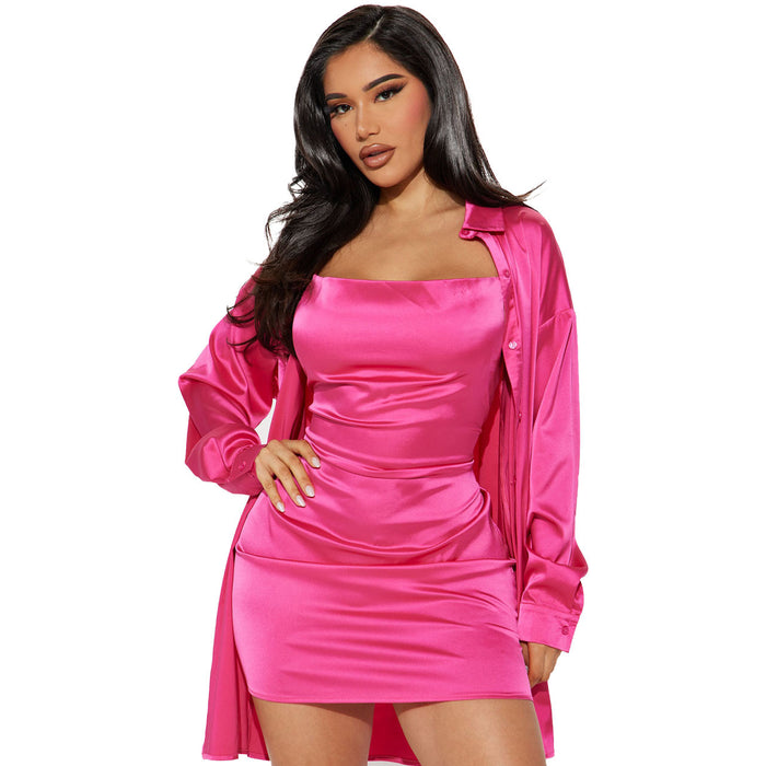 Women Clothing Sexy Satin Sling Two Piece Women