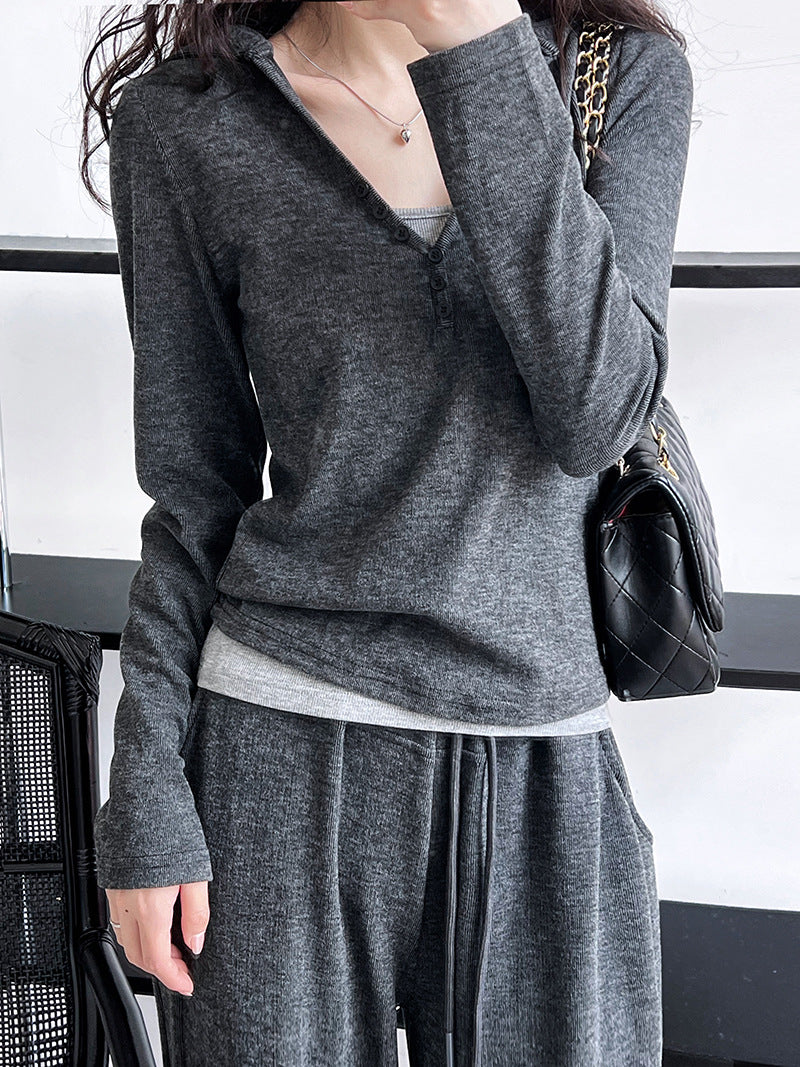 Early Autumn Bandage Dress Casual Sports Suit Women Hooded Sweater Camisole Wide Leg Pants Three Piece Set