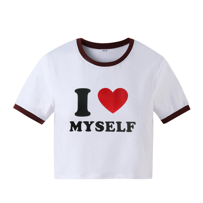 Personality Street Hipster Letter Graphic Print Short Slim Fit Short Sleeve T Shirt Women Shirt