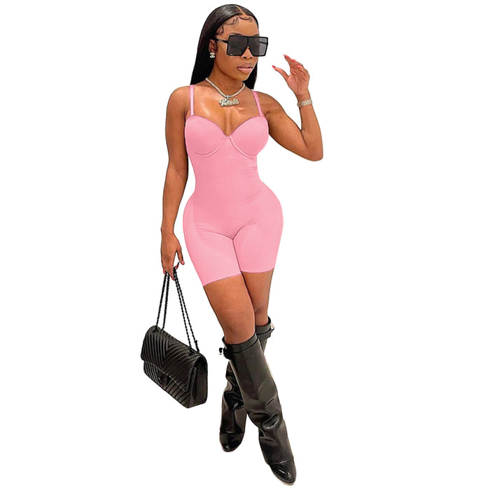 Women Clothing Spring Summer Sling Chest Cup Sexy Jumpsuit