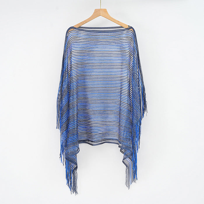 Sexy Mesh Sunscreen Striped Sunscreen Shawl Scarf Lady Shawl Towel