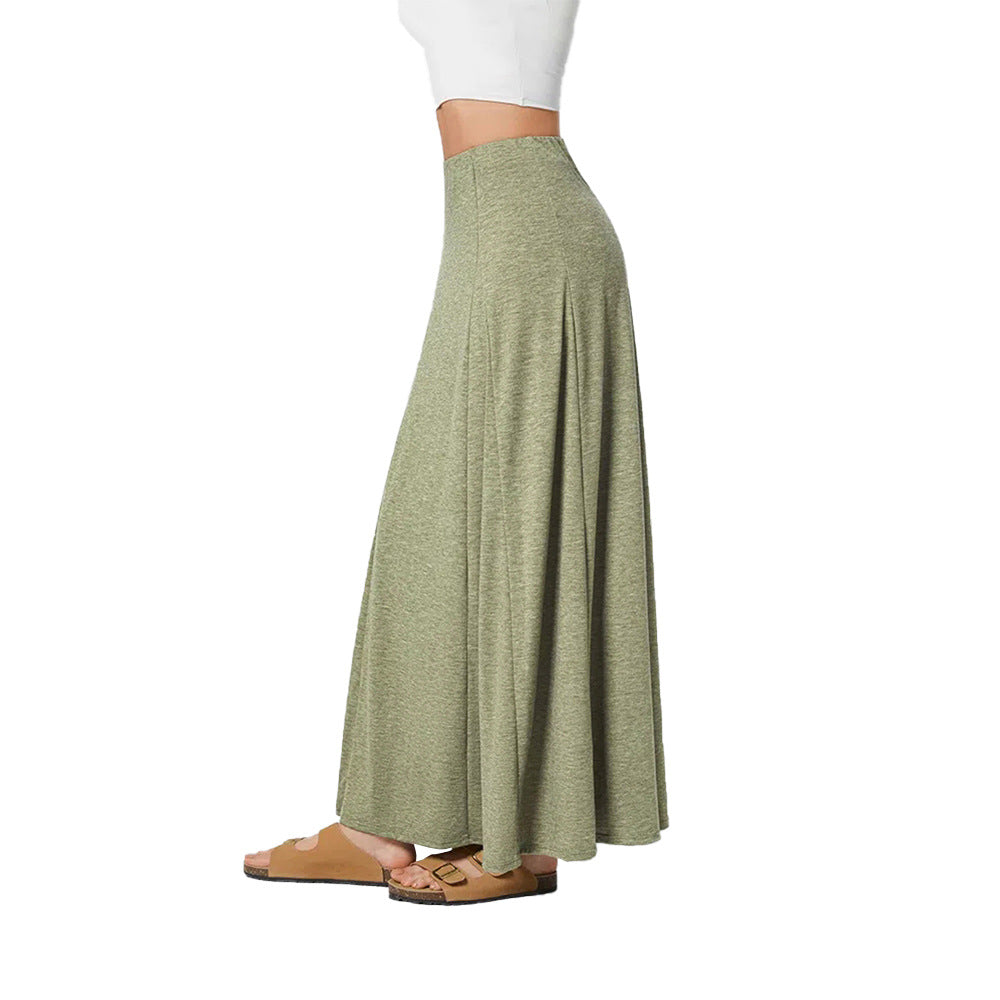 Casual Design Stitching Large Swing Knitted Draping Loose Skirt