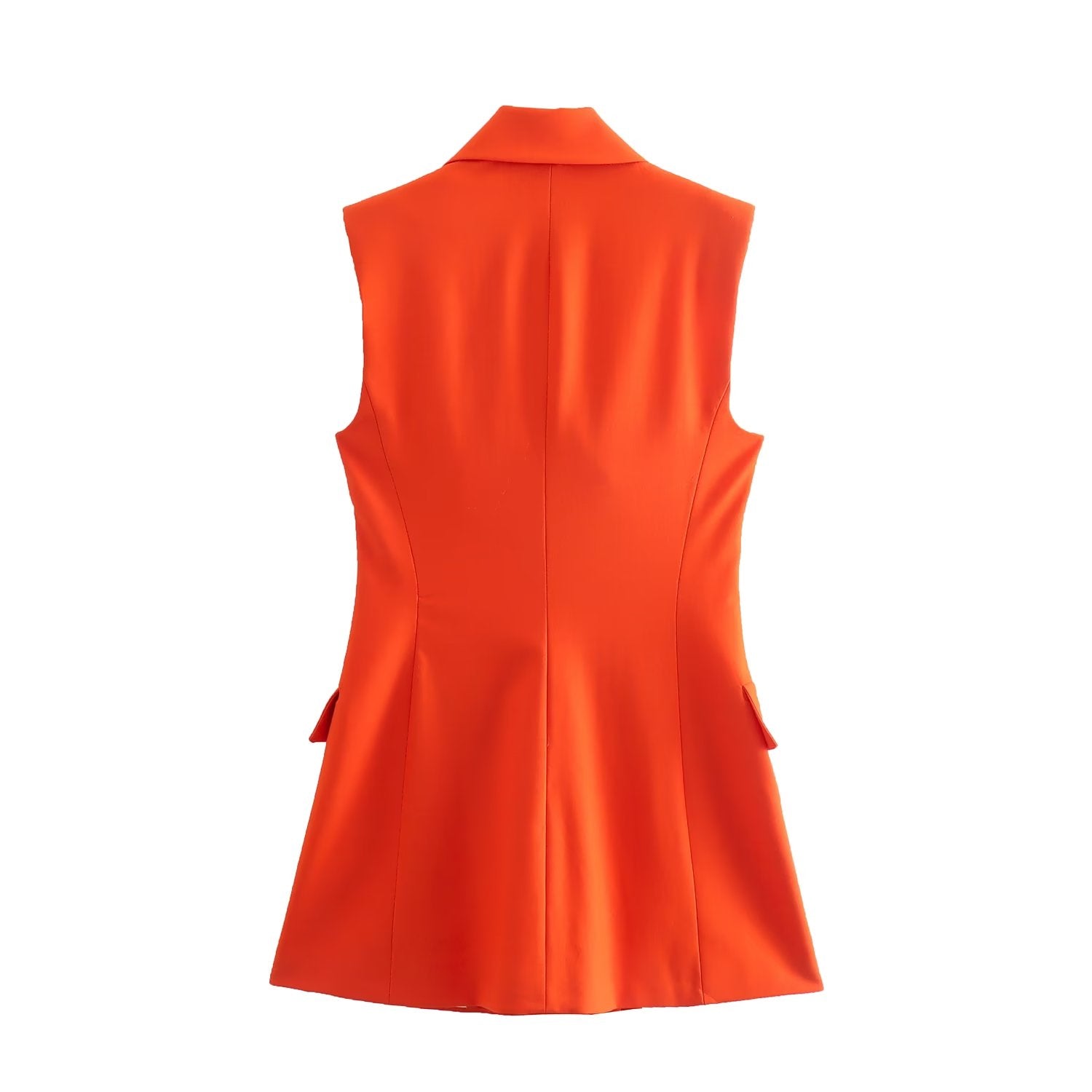 Summer Wind Women Orange Flip Pocket Long Vest