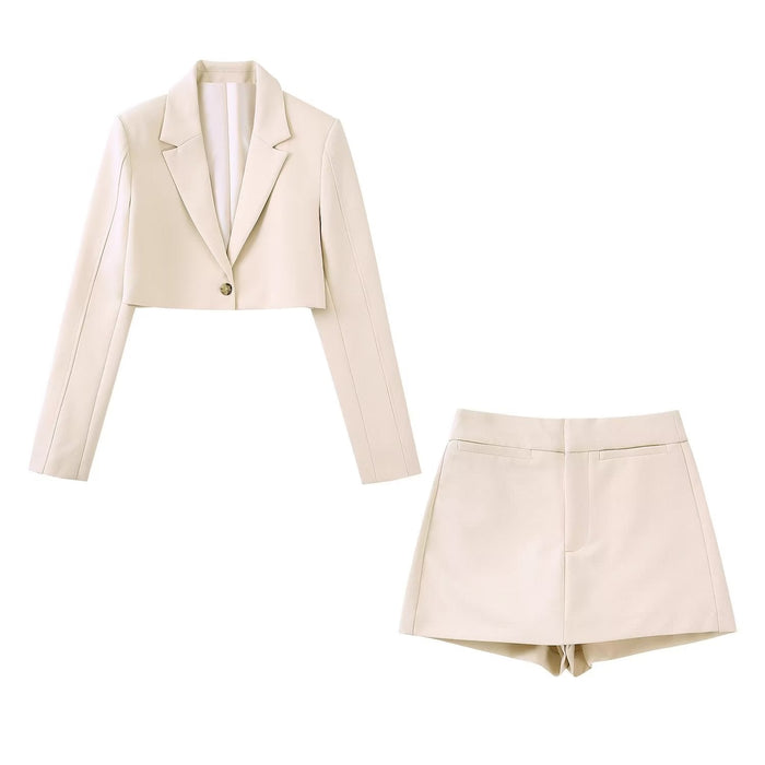 Autumn Women Clothing Casual Short Blazer Suit  Set Culottes