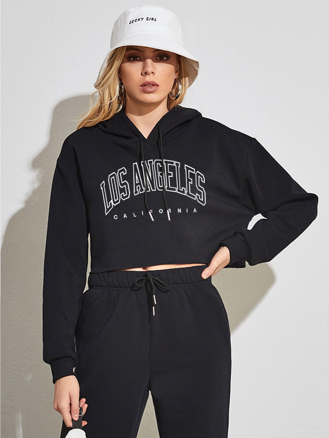 Autumn Winter Brushed Hoody Women Street BF Pullover Short Letters Printed Thickening cropped Women