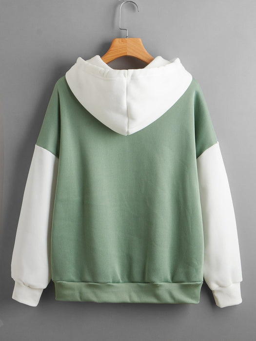 Autumn Fleece Lined Fresh Sweet  Women Pullover Trendy Korean Letter Graphic Print