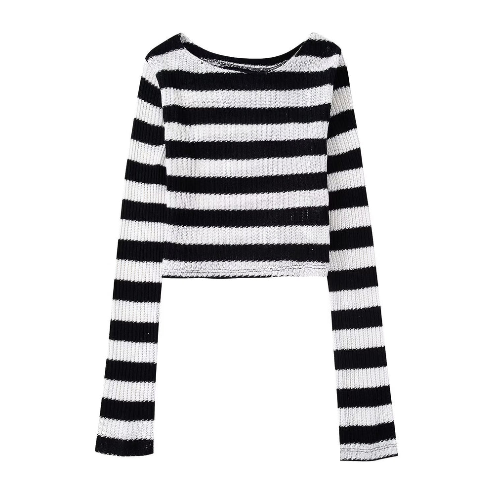 Autumn Winter Women Clothing Striped Pullover Sweater Set