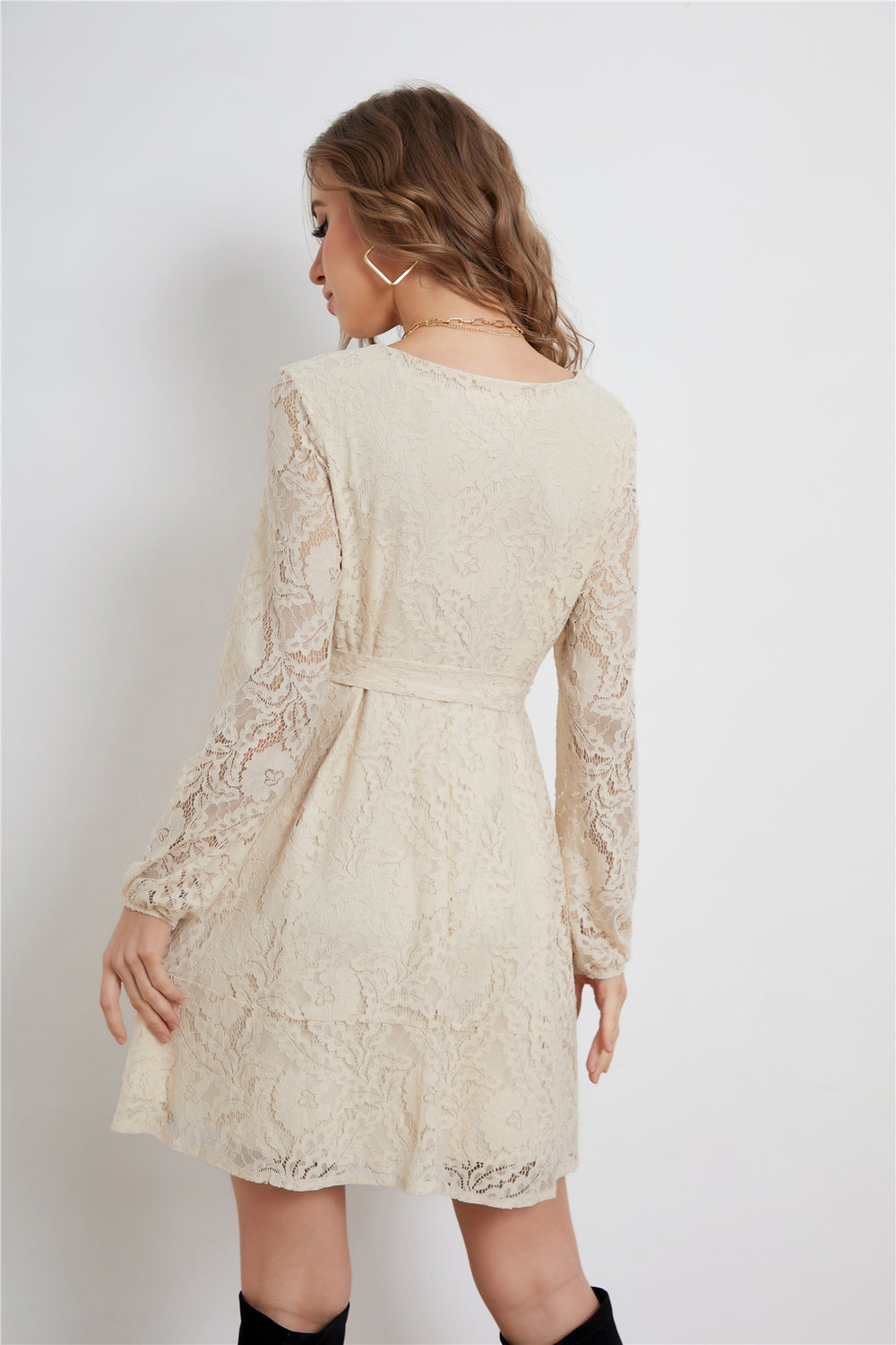 Women Lace Elegant Long Sleeve Dress A Line Dress