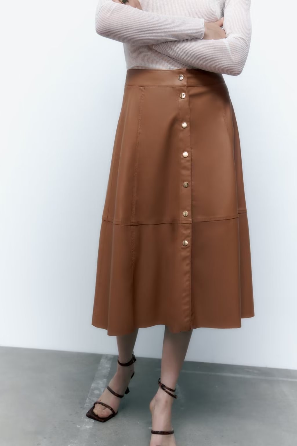 Women Clothing Minority Elegant High Waist Faux Leather Skirt