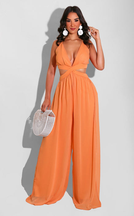 New Solid Color Casual Loose Chiffon Women Jumpsuit