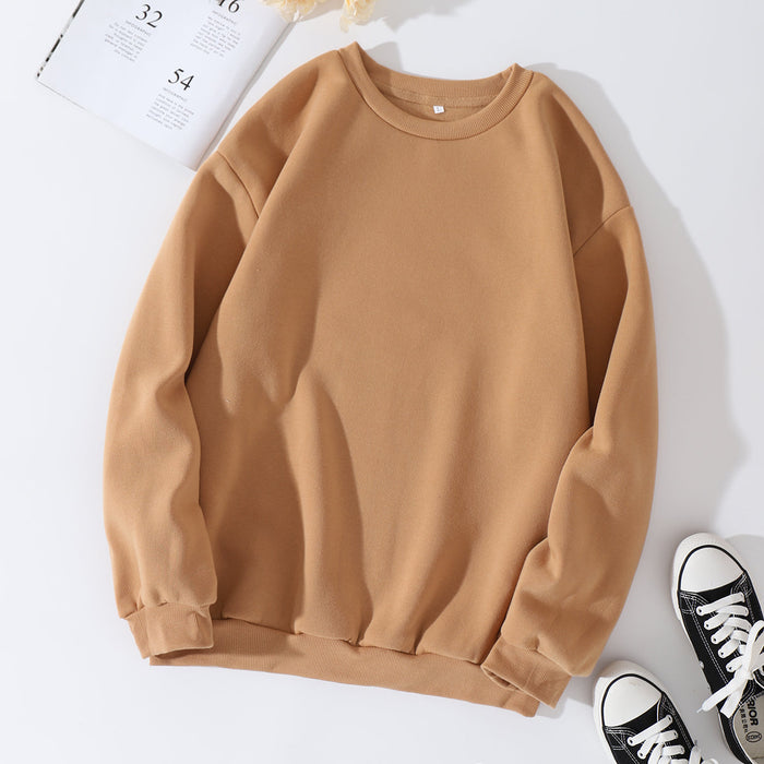 Autumn Winter Thickening round Neck Sweater Women Fleece Lined Women Long Sleeve T Trendy Loose Top Sweatshirt