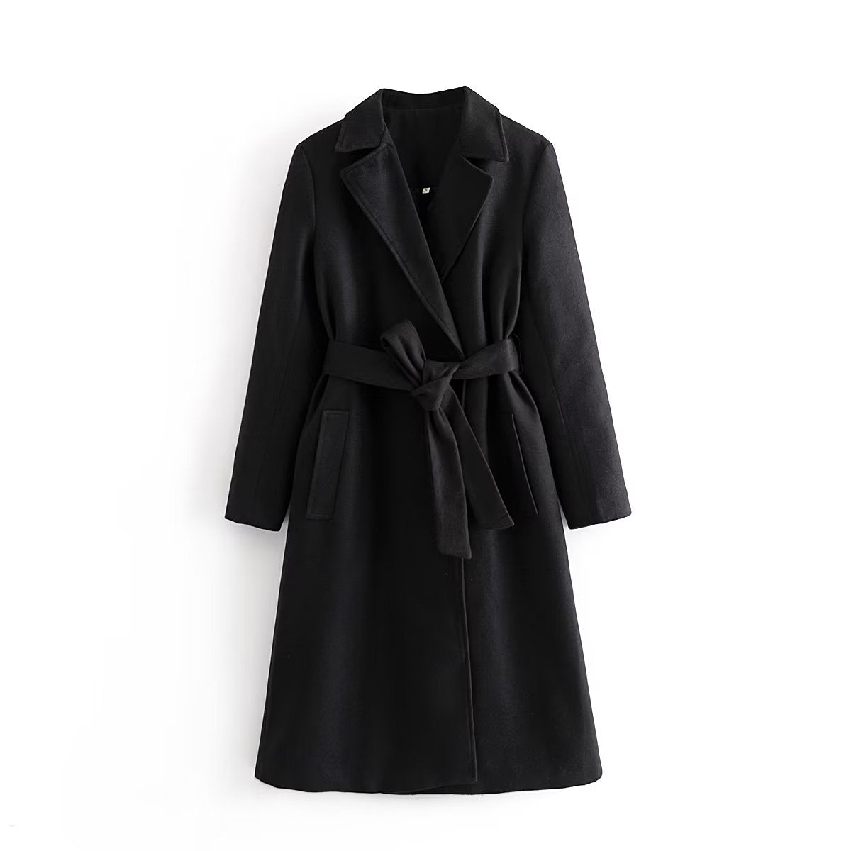 Women Belt Wool Coat Coat Casual