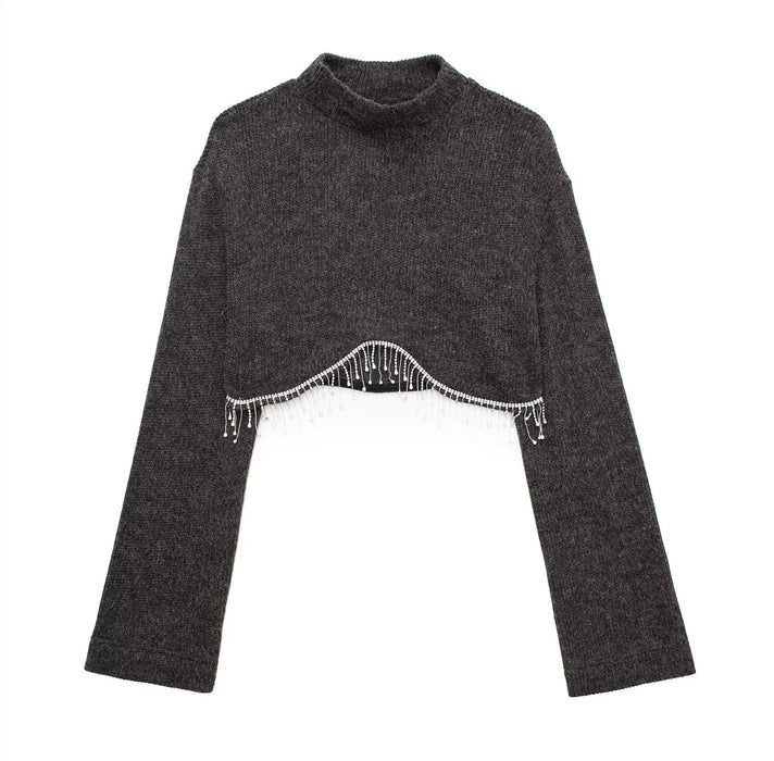 Autumn Winter Jewelry Inlaid Soft Sweater Sweater