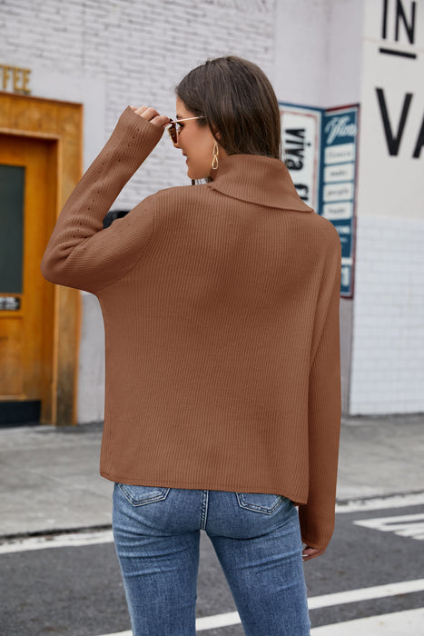 Solid Color Long Sleeve Pullover Knitting Bottoming Loose Turtleneck Sweater