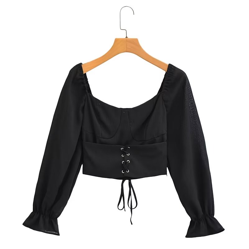 Autumn Women Long Sleeve Tied Shirt