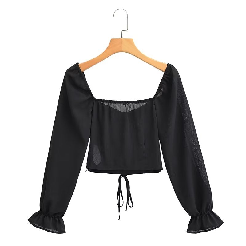 Autumn Women Long Sleeve Tied Shirt