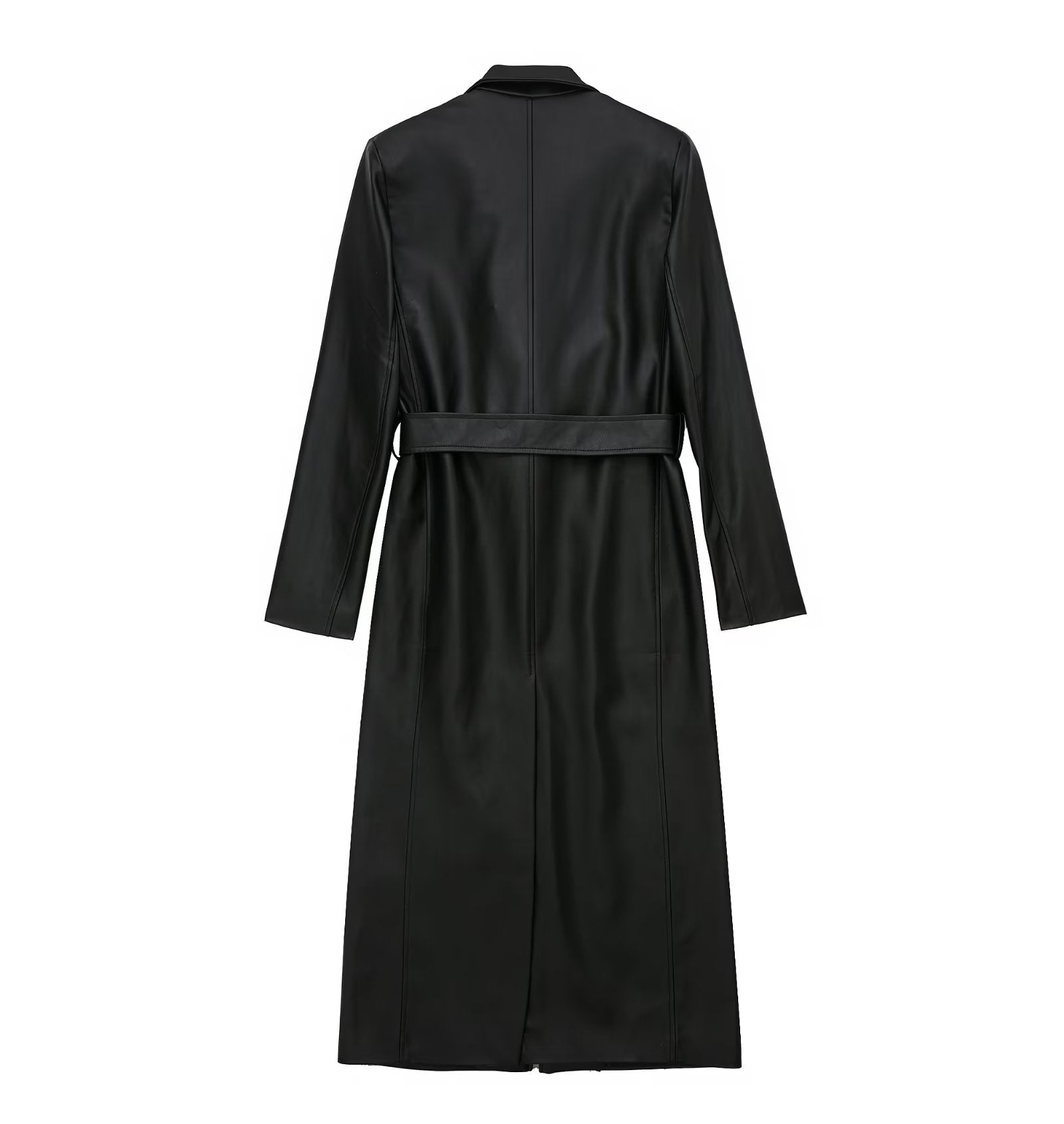 Autumn Women Faux Leather Trench Coat