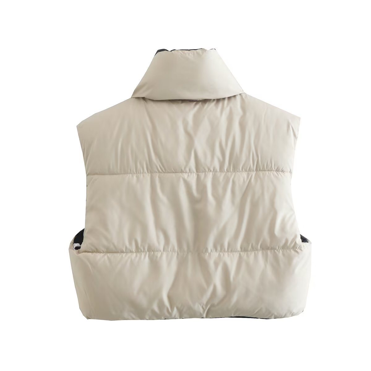 Winter High Neck Short Cotton Coat Vest Reversible Cotton Padded Coat Vest