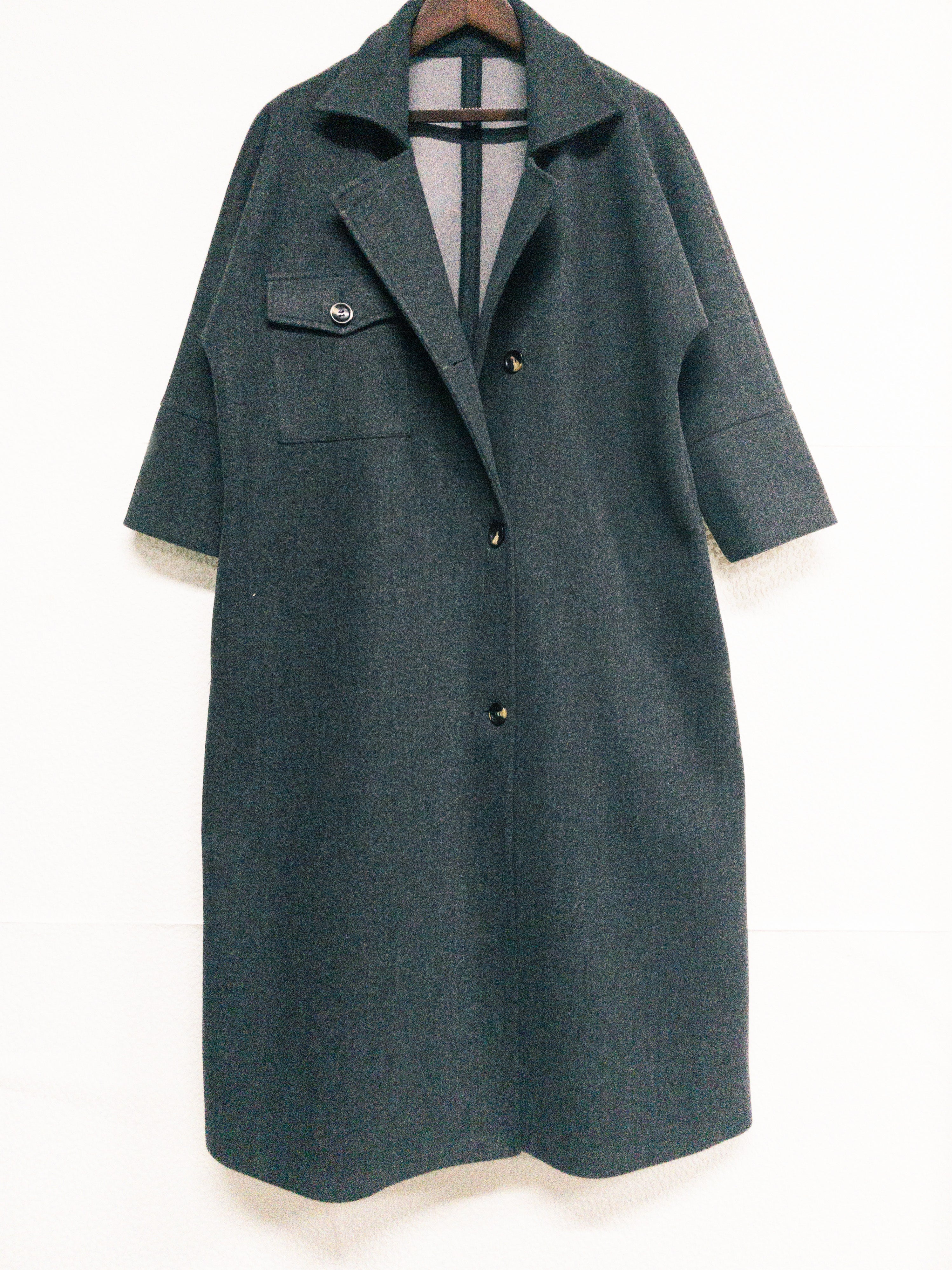 Autumn Winter Women Overcoat Woolen Ultra Long Loose Double Pocket Collared Simple Coat