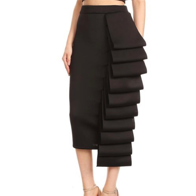 Sexy Layered High Waist Skirt Wrapped Chest Short Top Slimming Two Piece Set Women Two Piece Set