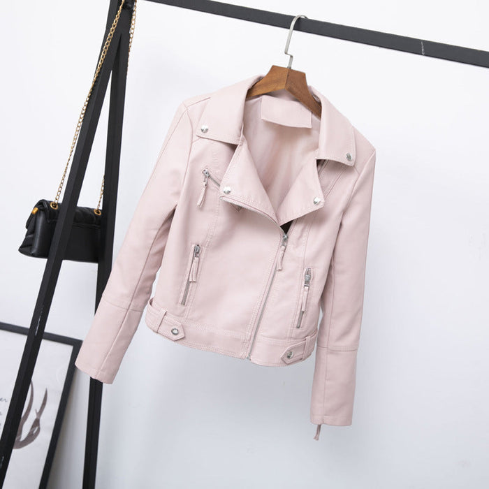 Faux Leather Coat for Women Short Lapels Coat Spring Autumn Korean Slim Fit Harajuku Students Biker Leather Jacket