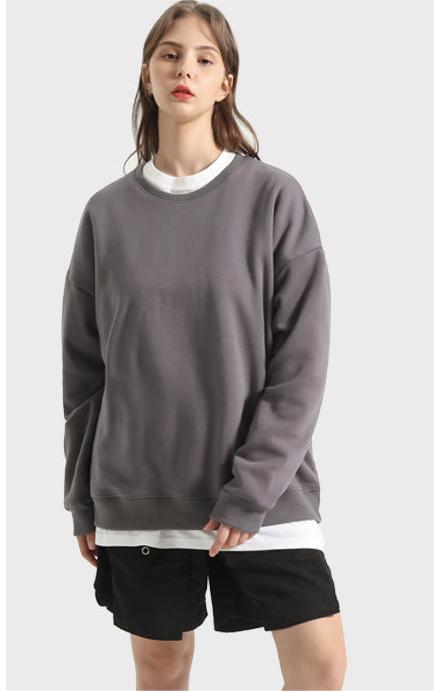 Winter Neck Fleece Lined Women off Shoulder Sweater Fashionable Custom Class Clothes Loose Solid Color Large round Neck Sweater