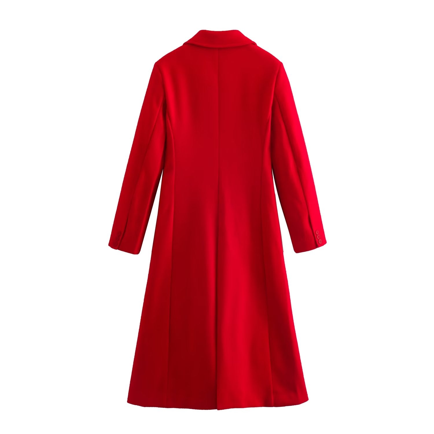 Long Simple Slim Office Woolen Coat Long Sleeve Elegant Plush Woolen Coat