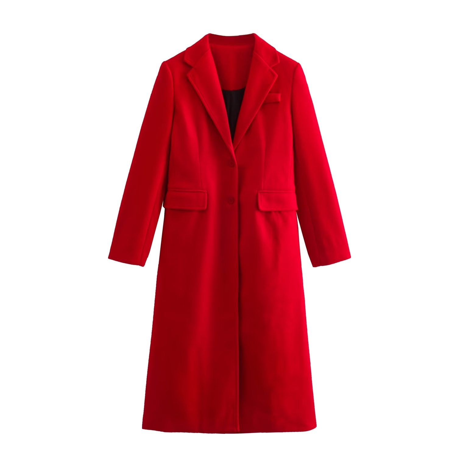 Long Simple Slim Office Woolen Coat Long Sleeve Elegant Plush Woolen Coat
