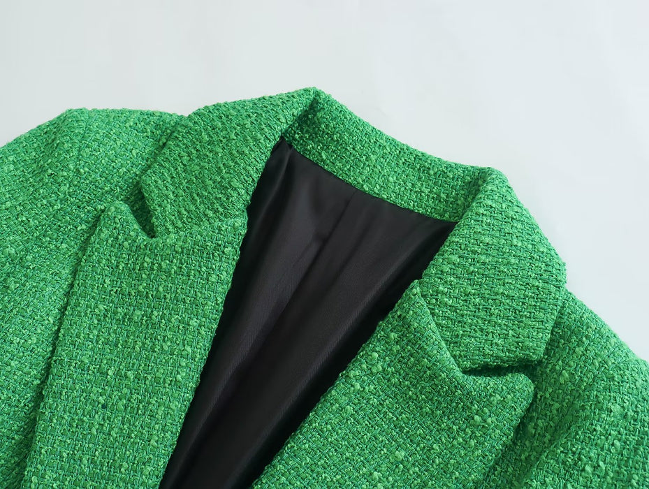 Green Loose Thin Looking Collar Woolen Coat Women Autumn Winter Easy Matching Coat Tide