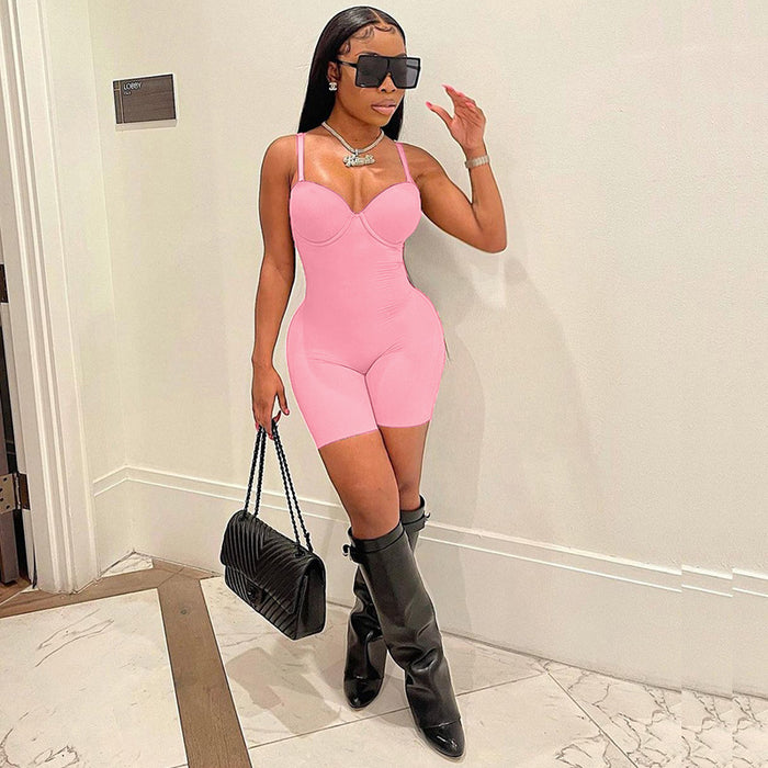 Women Clothing Spring Summer Sling Chest Cup Sexy Jumpsuit