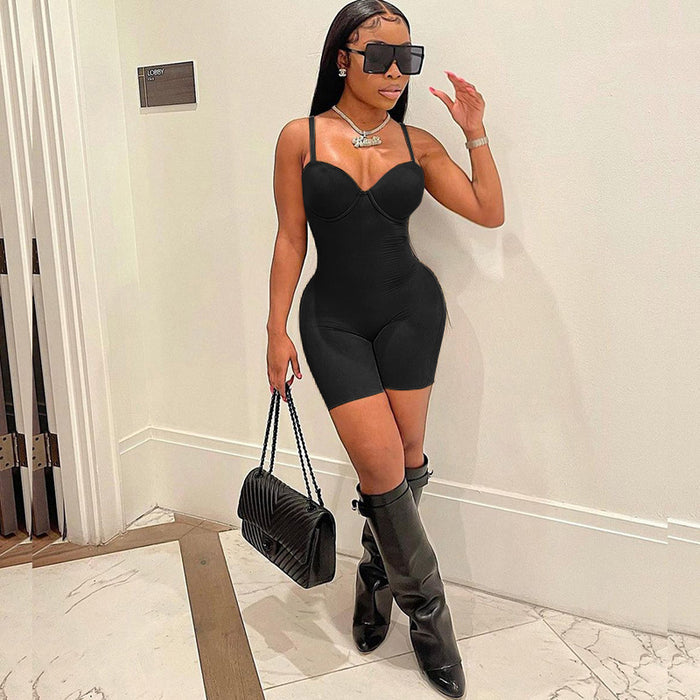 Women Clothing Spring Summer Sling Chest Cup Sexy Jumpsuit