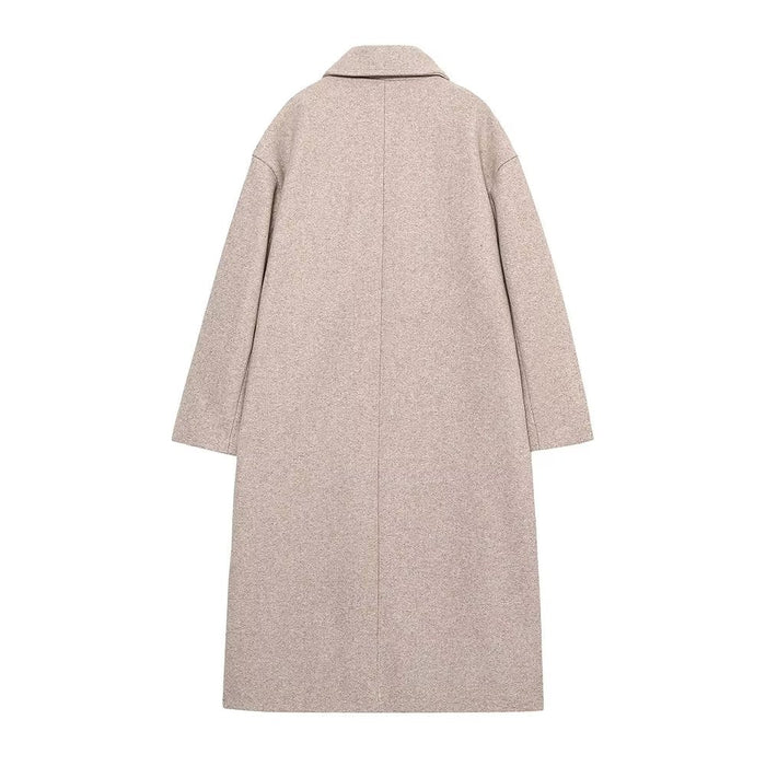 Women Clothing Double Breasted Loose Four Colors Woolen Coat Outerwear