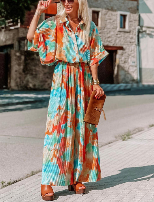 Ladies Casual Bohemian Blooming Loose Wide Leg Jumpsuit