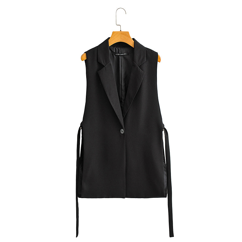 Summer Wind Women  Black Slit Vest Casual Office Vest