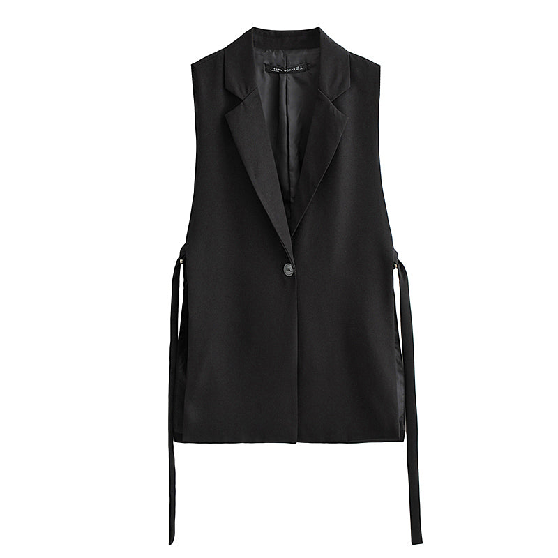 Summer Wind Women  Black Slit Vest Casual Office Vest