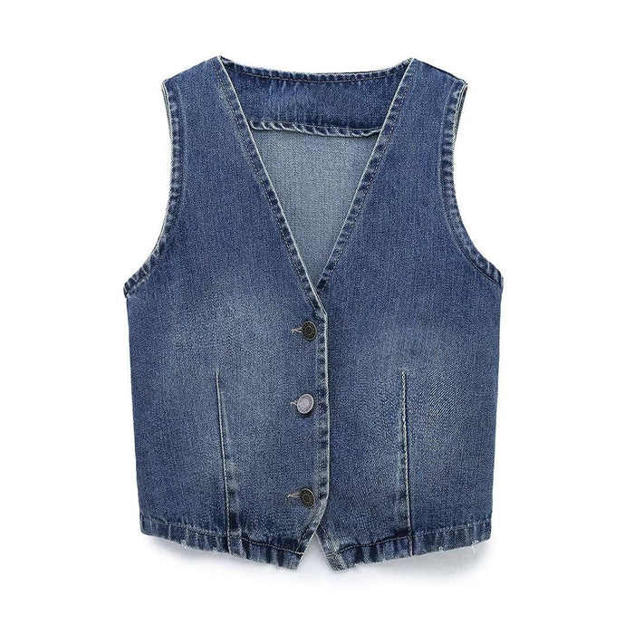 Winter Women  Street  Denim Horse V neck Vest