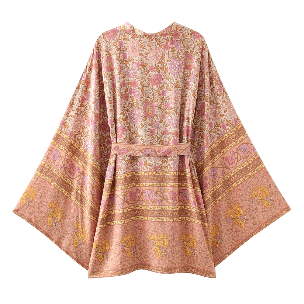 Exclusive Printed Cardigan Loose Sleeves Short Kimono Dress Kimono