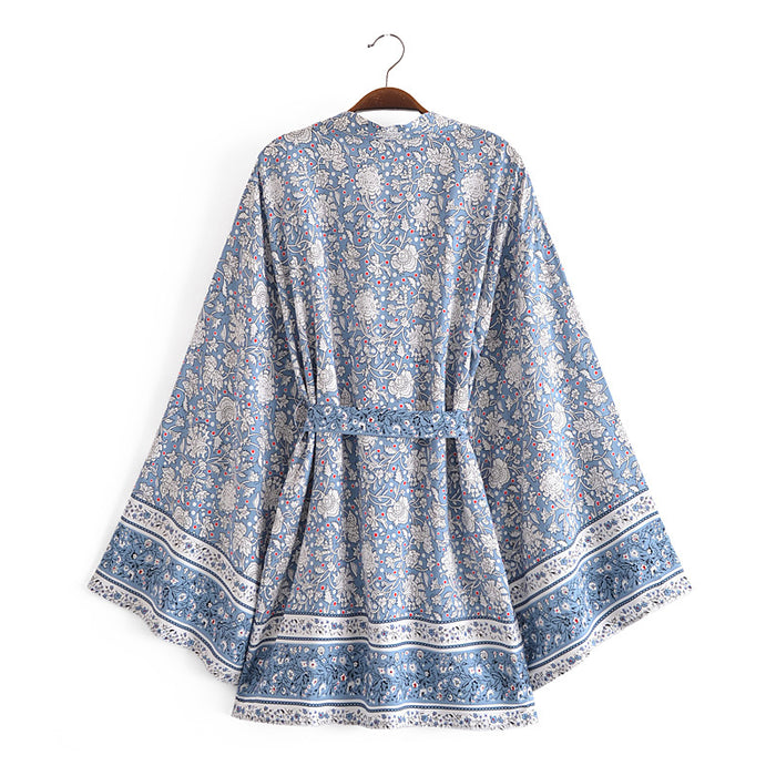 Rayon Positioning Printing Kimono Loose Vacation Kimono