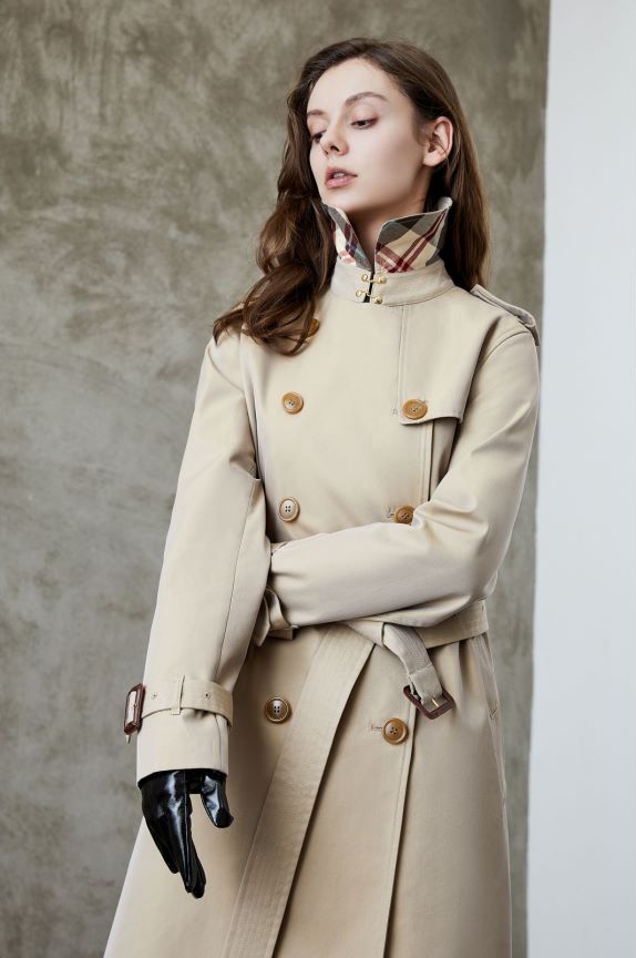 Element Long Trench Coat for Women Spring Autumn Chameleon Trench Coat for Women Elegant British Double Breasted
