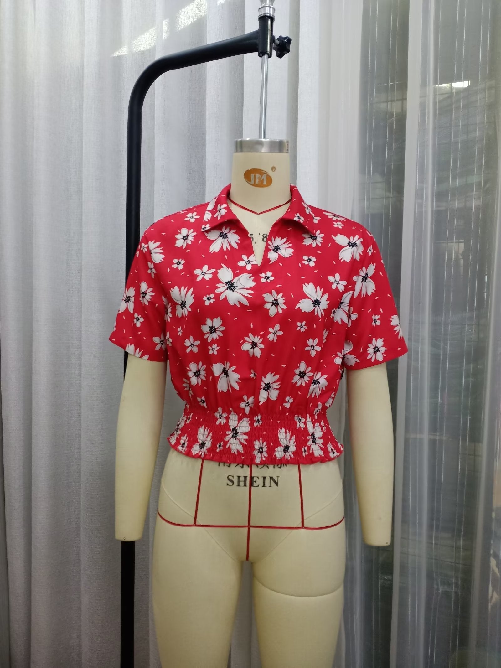 Southeast Asia Short Sleeved Shirt Women Summer Loose Printed Top Floral Shirt