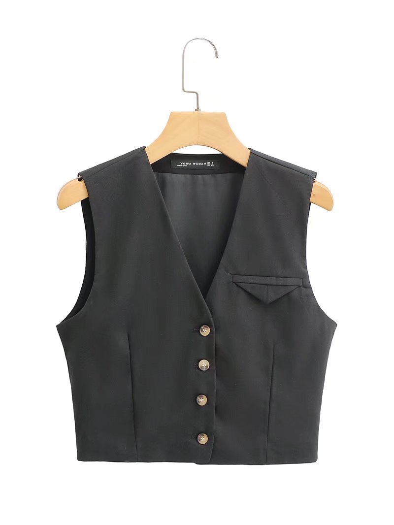 Black Sexy Slim Fit Cropped Vest Women Summer Sexy Short V neck Sleeveless Vest