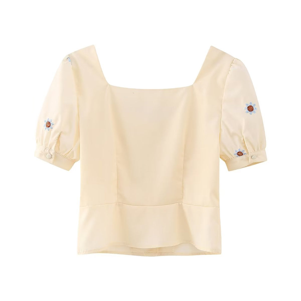 Spring Summer Puff Sleeve Top