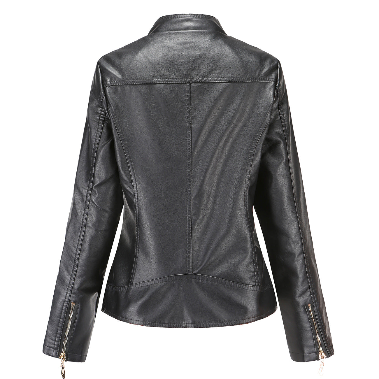 New Spring Autumn Women Leather Jacket Women Graceful Stand Collar Faux Leather Women Leather Jacket Women Leather Coat